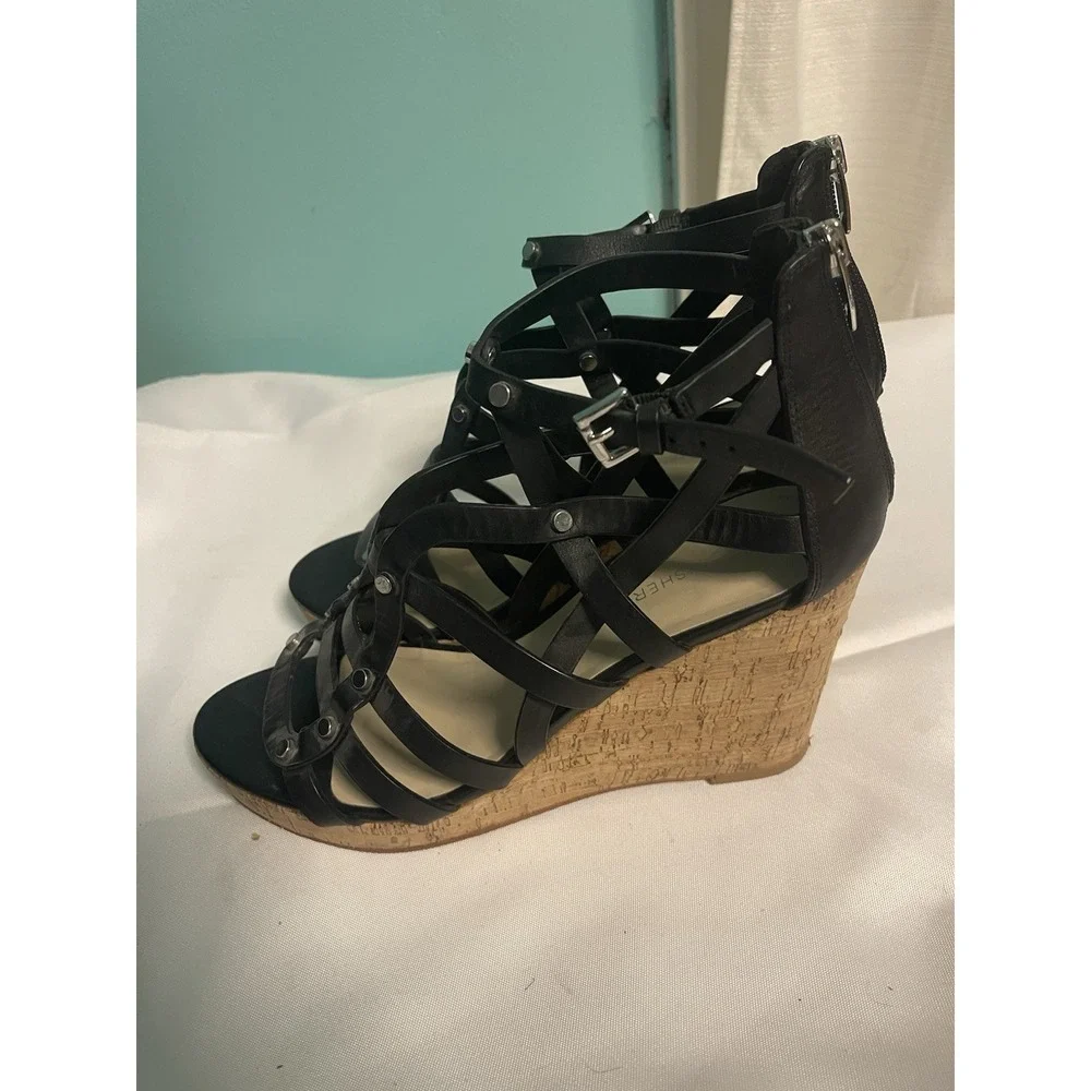 Marc Fisher Mfdallea Wedge‎ Sandals Espadrilles Shoes Weave Black Size 10 BinC